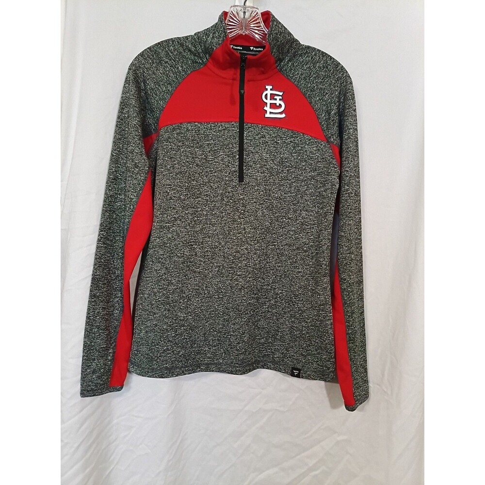 Women's STL Cardinals Grey/Red 1/4 Zip pullover. Size S Fanatics Baseball MLB